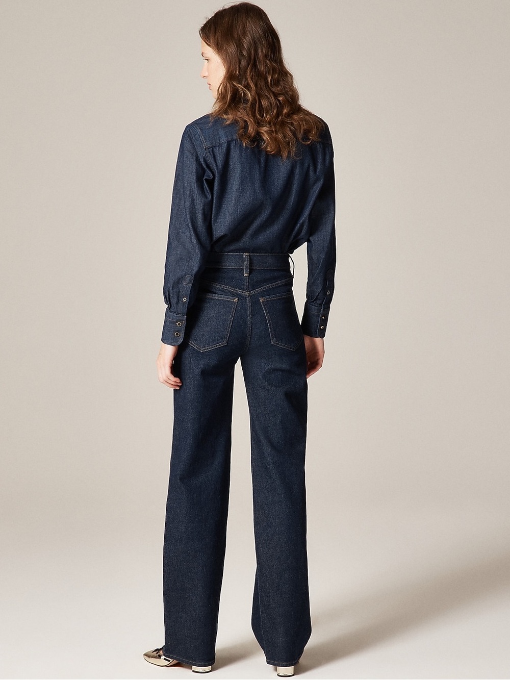 J. Crew Full Length Slim Wide Jean with Patch Pockets in Rinse Wash - Picture 4 of 12
